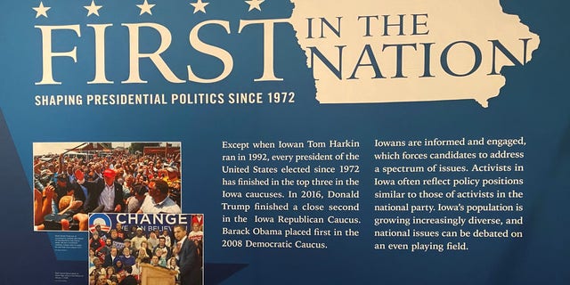 The Iowa Caucuses display at the State Historical Museum of Iowa, on Jan. 15, 2020 