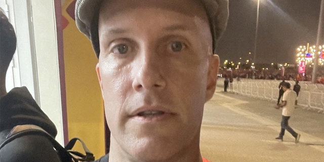 Grant Wahl, who said he was briefly detained when he tried to enter a World Cup stadium in Qatar while wearing a rainbow shirt in support of the LGBTQ community, is seen in a "selfie" photograph in Al Rayyan, Qatar, in this picture released on Nov. 21, 2022, and obtained from social media.
