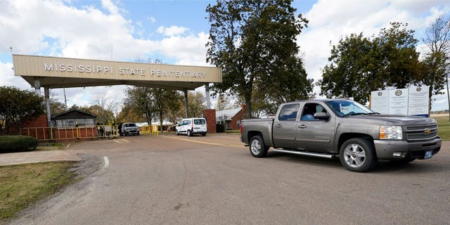 FILE - The front gate of the Mississippi State Penitentiary in Parchman, Miss., is shown Nov. 17, 2021. Thomas Edwin Loden Jr., 58, is set to receive a lethal injection at the penitentiary on Wednesday, Dec. 14, 2022.