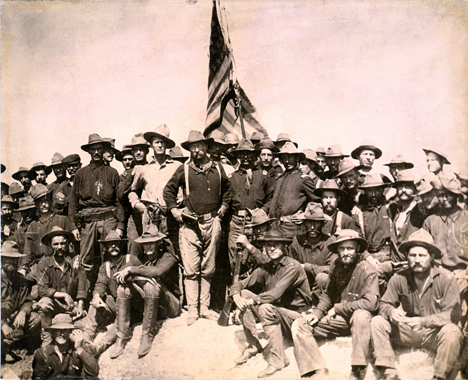 Before his Presidential days, Colonel Roosevelt led his famous Rough Riders cavalry regiment in battle during the Spanish-American War. (public domain, Wikimedia Commons/William Dinwiddie)