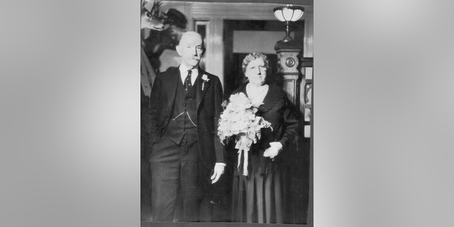 William and Mary McGalliard, prominent residents of White Horse, New Jersey, credited with planting America's first Christmas tree farm, celebrated their 50th anniversary in 1932. They had six children.