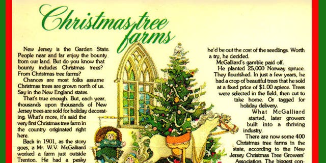 An ad touting the New Jersey Christmas tree industry, referencing McGalliard, apparently from 1979. Original source unknown. 